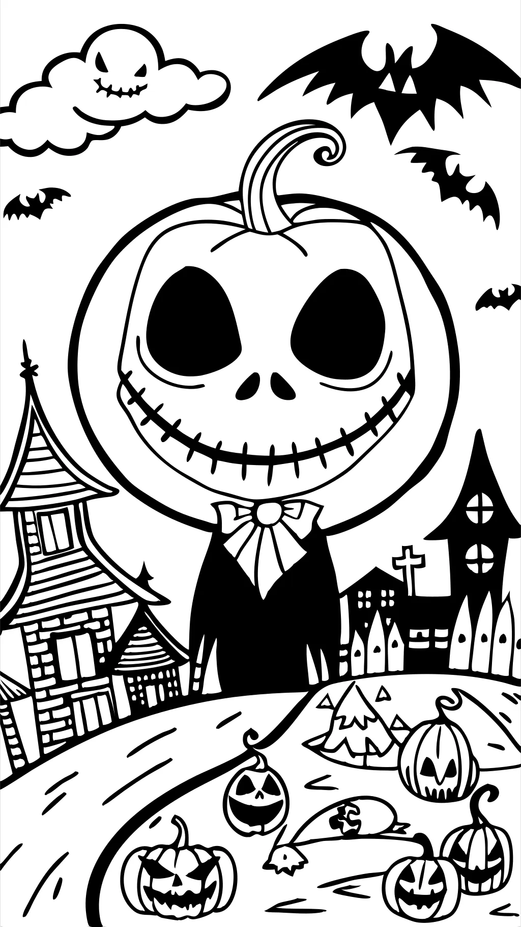 Nightmare antes de Navidad Páginas para colorear de Halloween